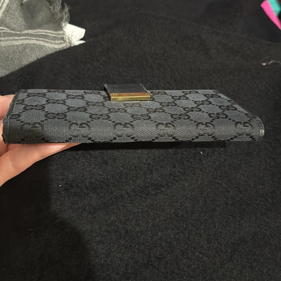 Women’s or Men's Black Monogram Canvas Gucci Vintage Long Wallet! Preloved 7/10 - Picture 3 of 17